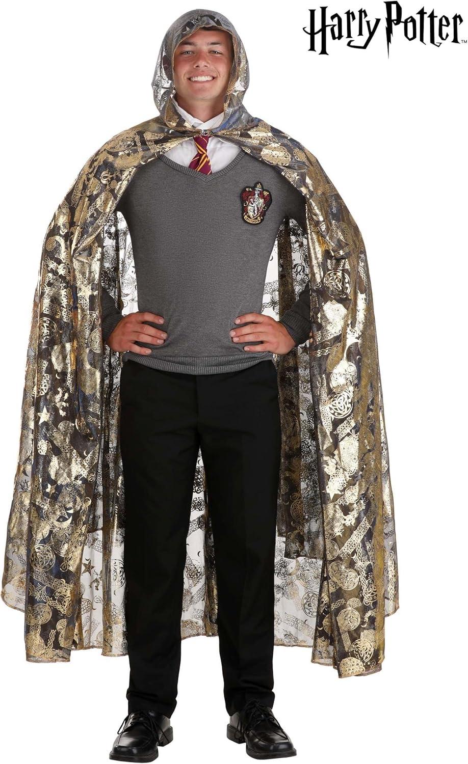 imageAdult Harry Potter Invisibility Cloak Sheer Metallic Design with Front Clasp 54Inch Length Officially Licensed