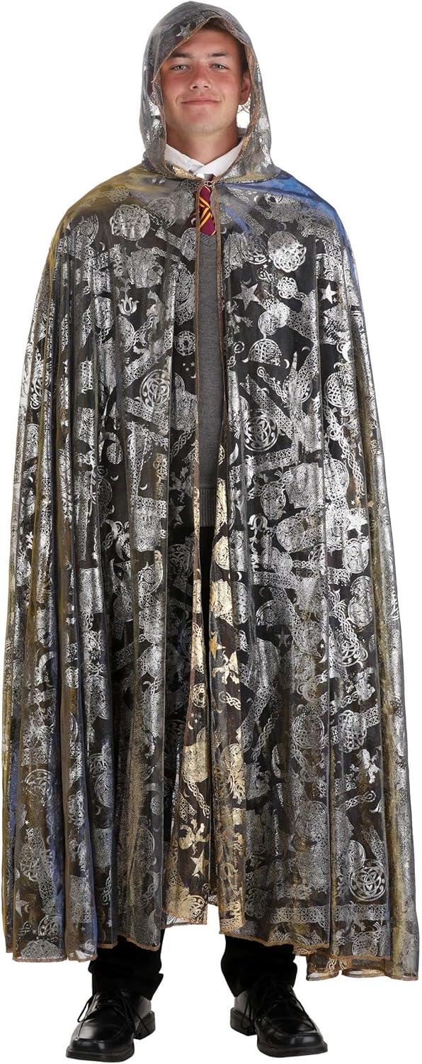 imageAdult Harry Potter Invisibility Cloak Sheer Metallic Design with Front Clasp 54Inch Length Officially Licensed