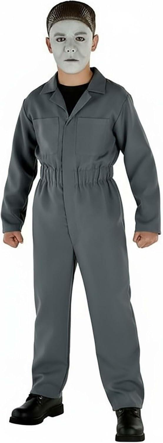 imageBoys Michael Myers Costume Mechanic Jumpsuit Outfit with Mask for Horror Movie Parties or Halloween