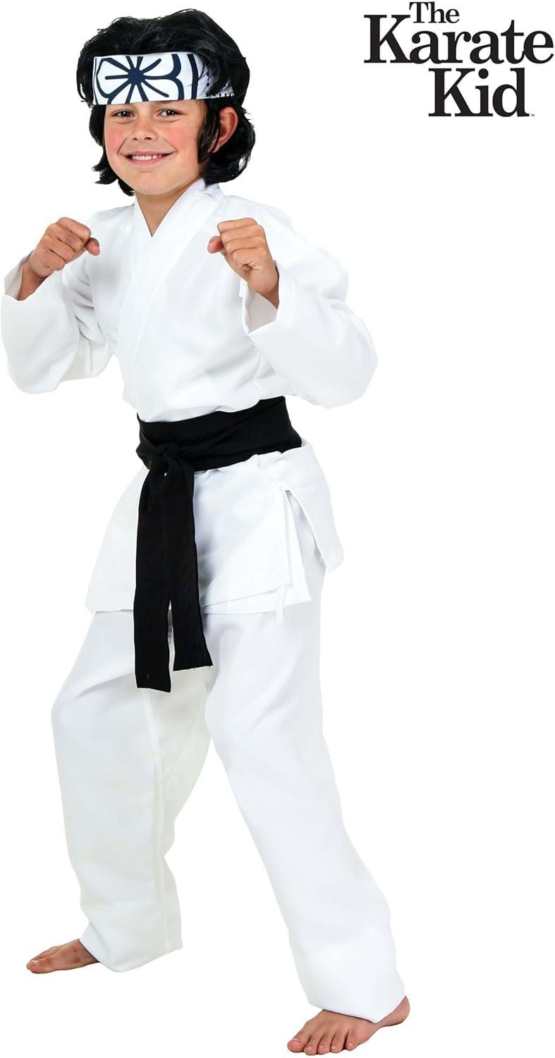 imageChild Daniel San Costume Officially Licensed Outfit for Halloween Cosplay Shirt Pants Belt HeadbandBundle W Wig