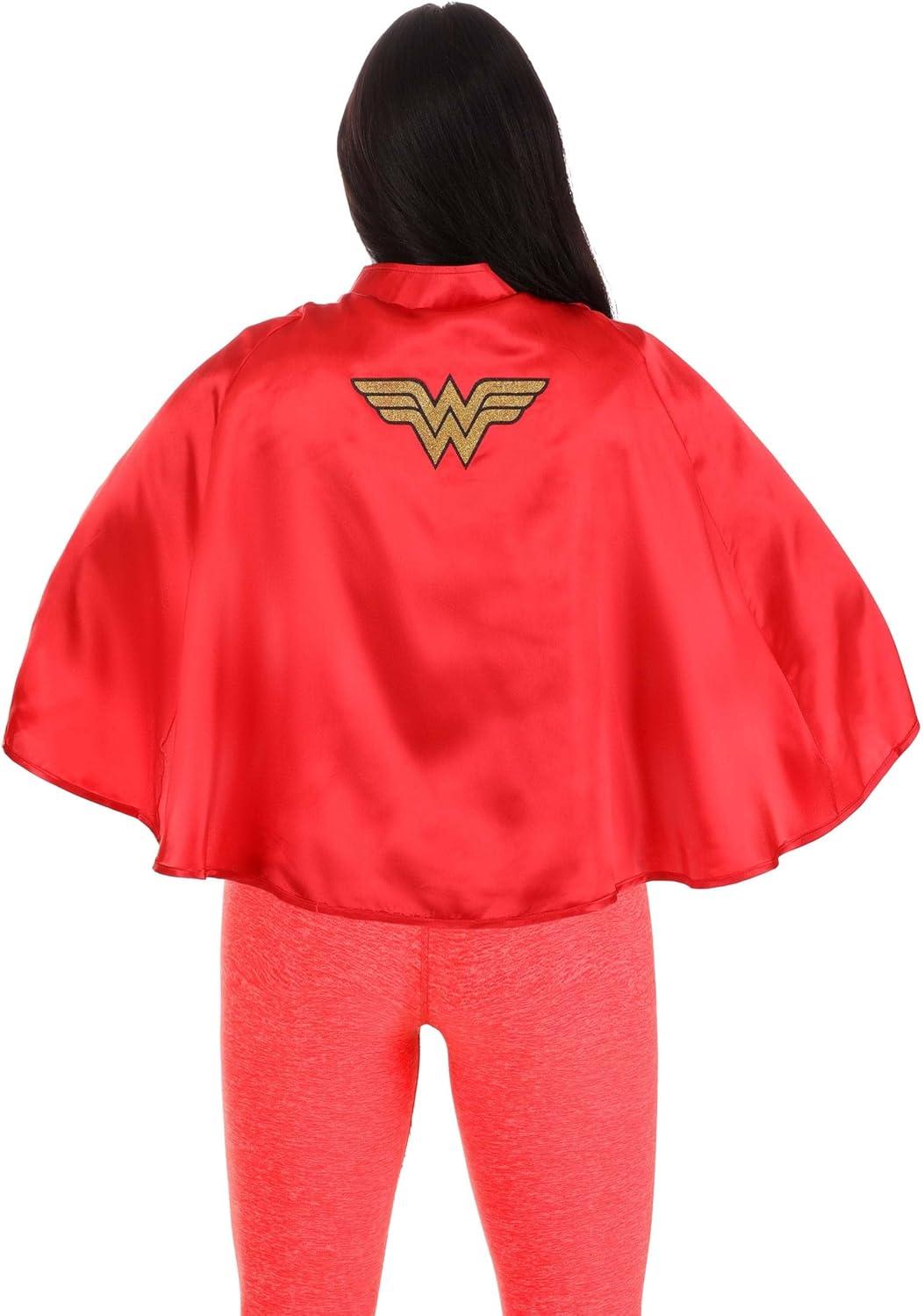 imageDC Comics Wonder Woman Red Superhero Cape for Women with Glitter Embroidered Logo Officially Licensed