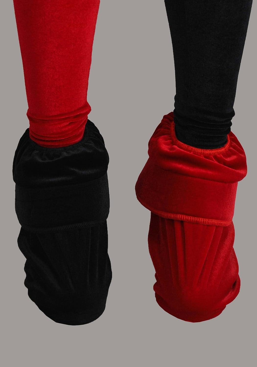 imageDeluxe Womens Harley Quinn Costume DC Comics Harley Quinn Jumpsuit Hood Mask Cuffs Gloves ampamp Boot Tops