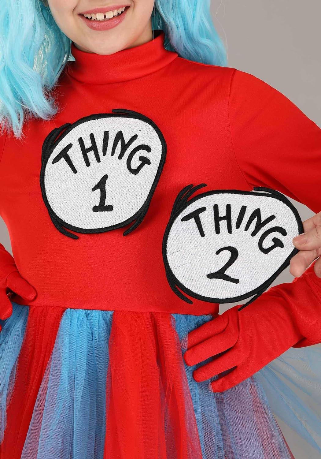 imageGirls Dr Seuss Thing 1 and Thing 2 Halloween Costume Kids Storybook Character DressUp Attire for Parties and Events