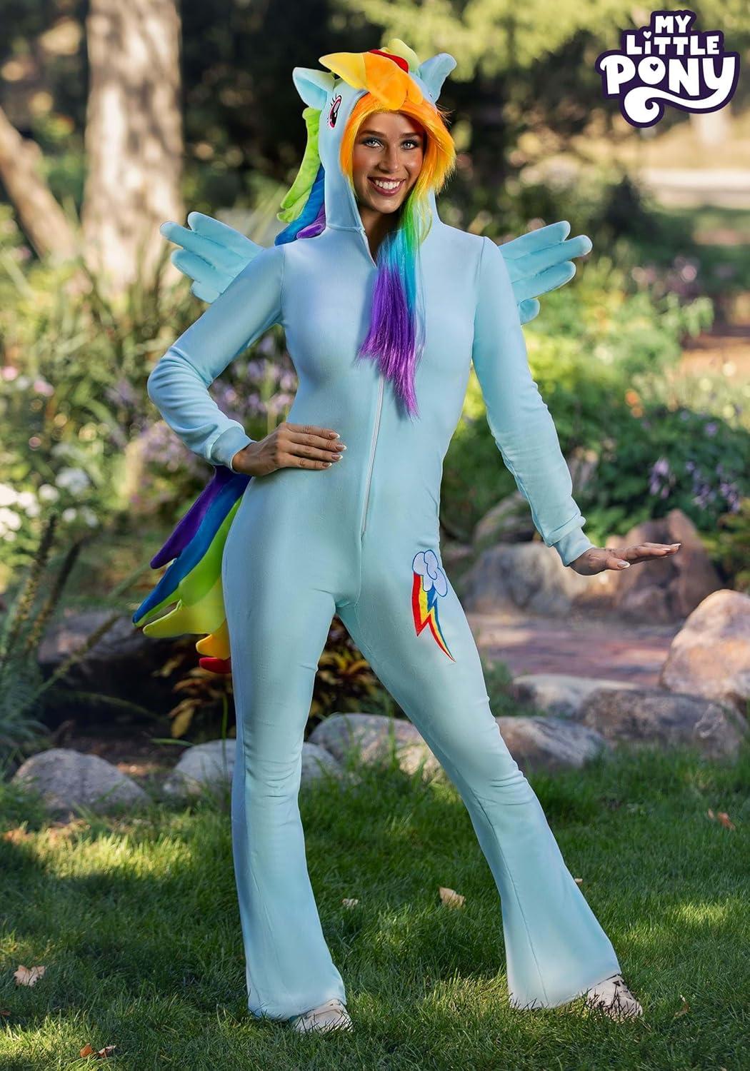 imageMy Little Pony Rainbow Dash Adult Costume Hooded Jumpsuit Wings Tail Mane