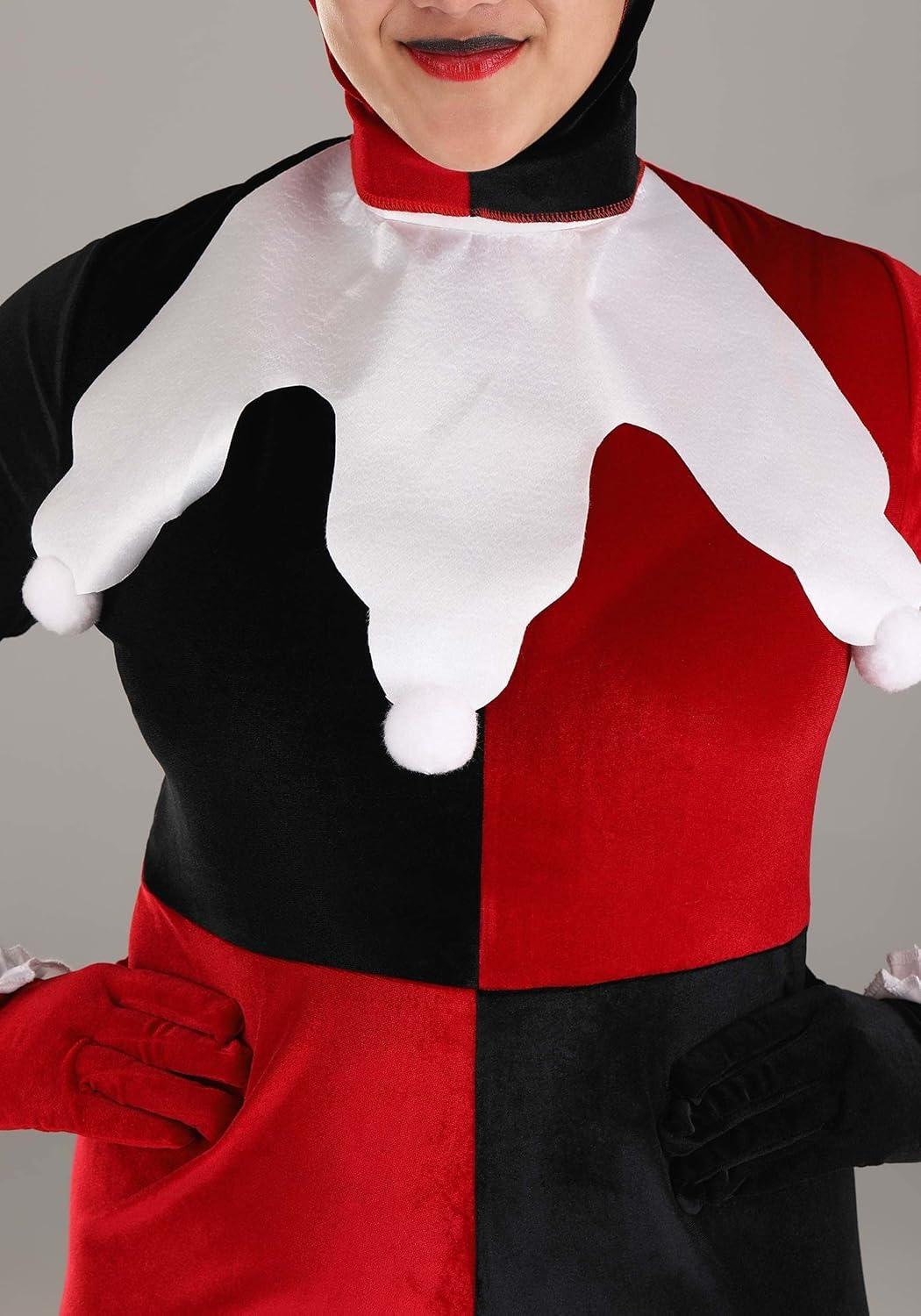 imagePlus Size Womens Harley Quinn Costume with Jumpsuit Mask Hood Gloves and Shoe Covers Officially Licensed