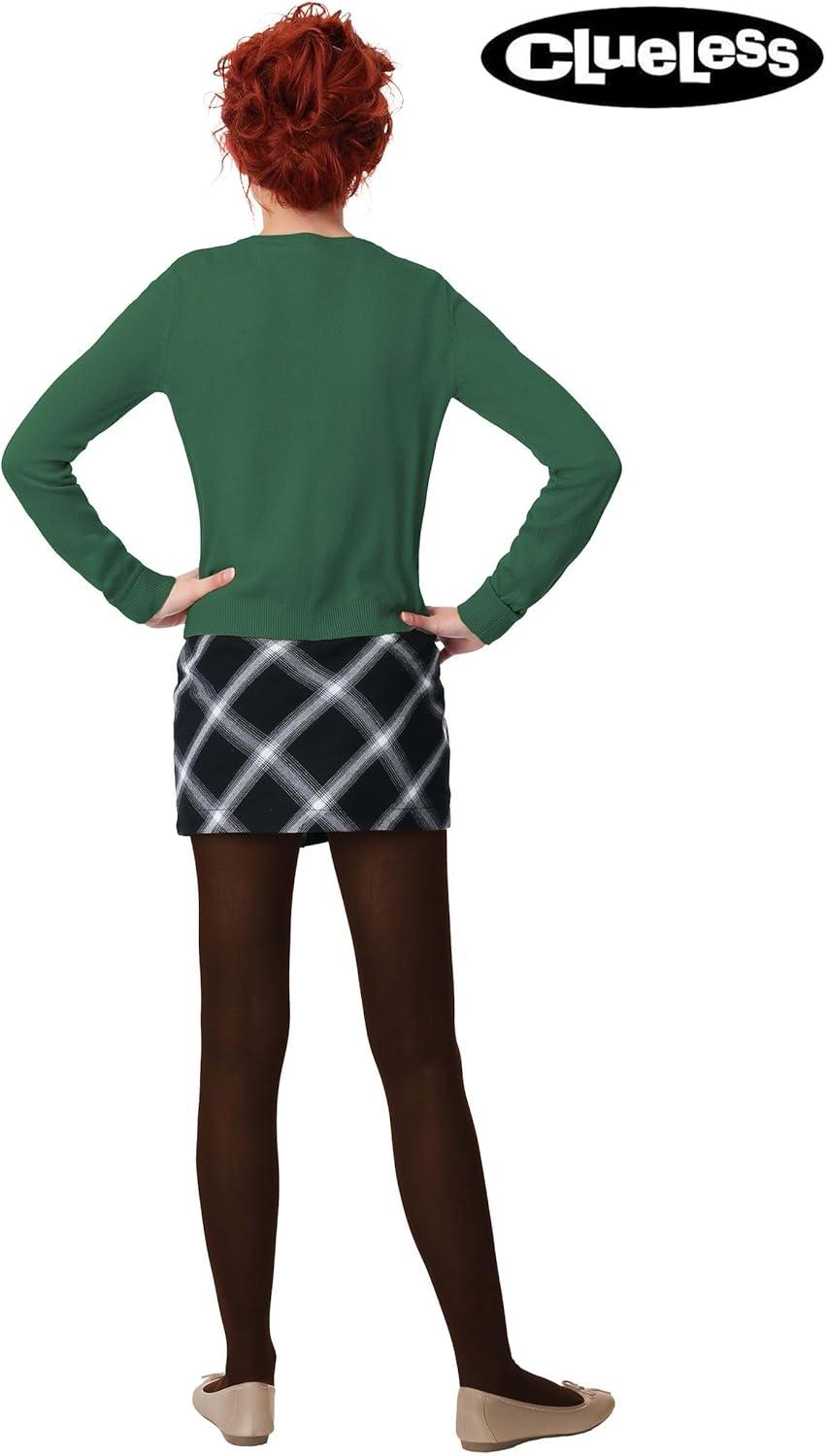 imageTai From Clueless Costume For Woman90s Movie Tai Fraiser Outfit With Plaid Pencil Miniskirt Vneck Cardigan And Tank Top