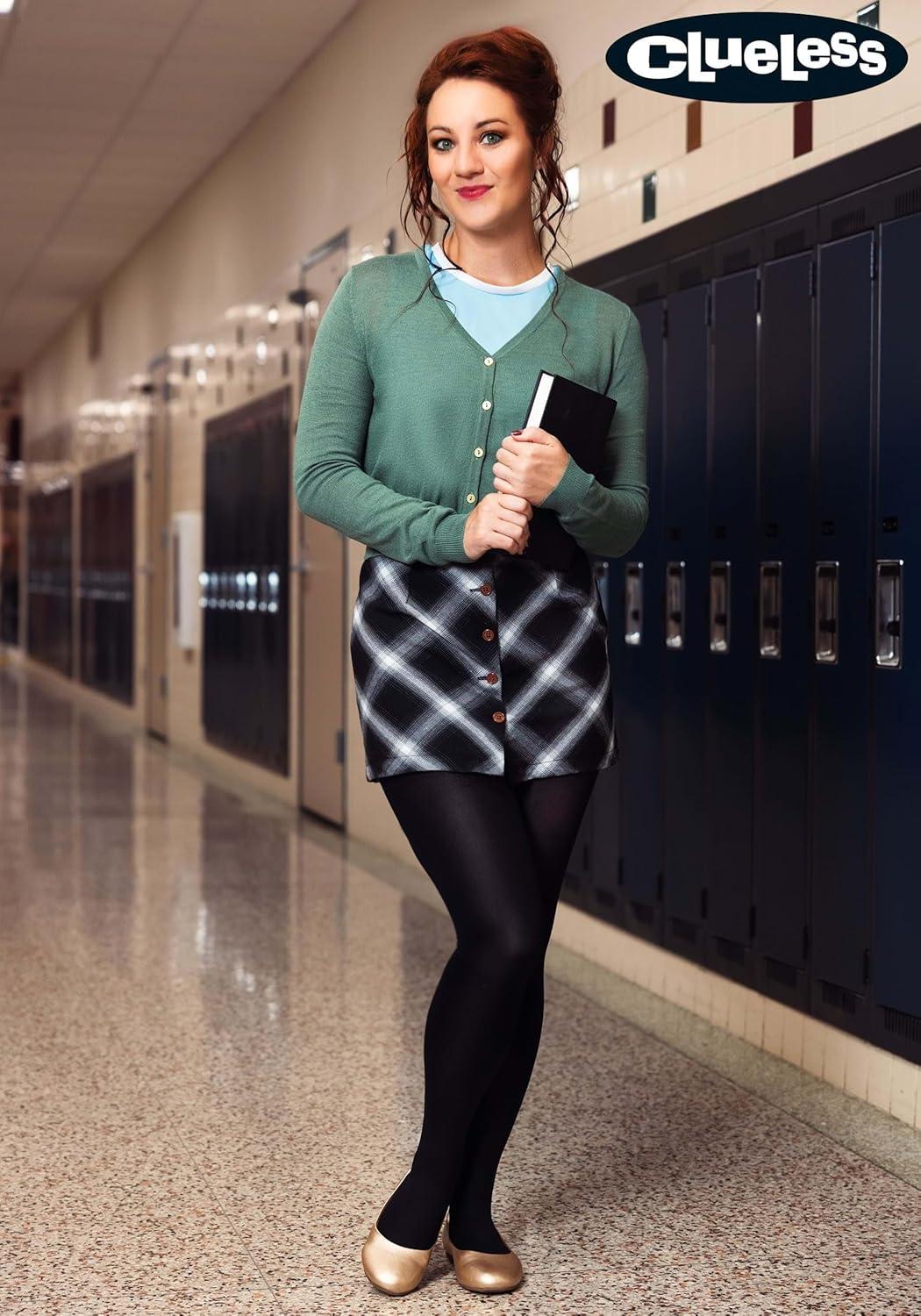 imageTai From Clueless Costume For Woman90s Movie Tai Fraiser Outfit With Plaid Pencil Miniskirt Vneck Cardigan And Tank Top