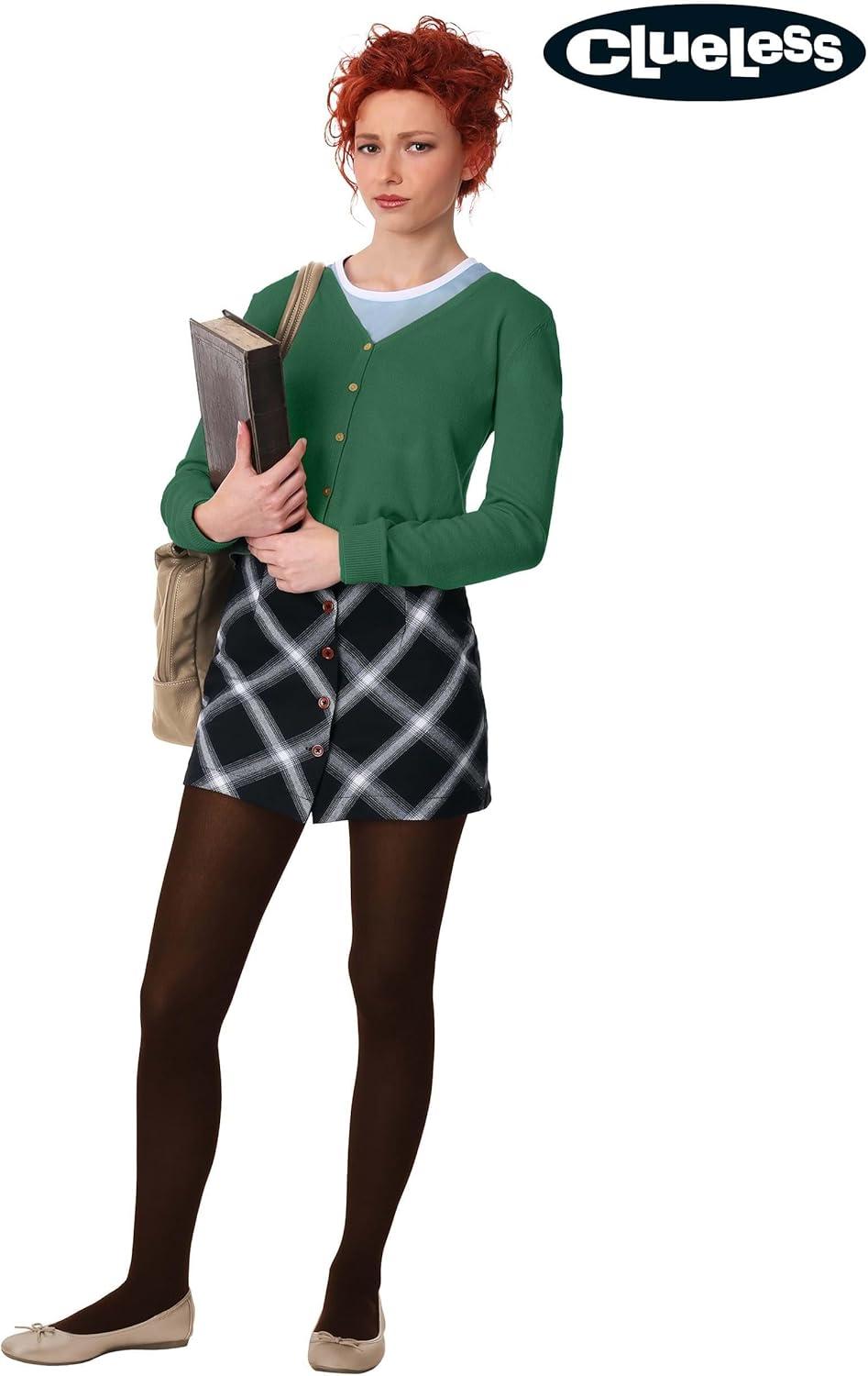 imageTai From Clueless Costume For Woman90s Movie Tai Fraiser Outfit With Plaid Pencil Miniskirt Vneck Cardigan And Tank Top