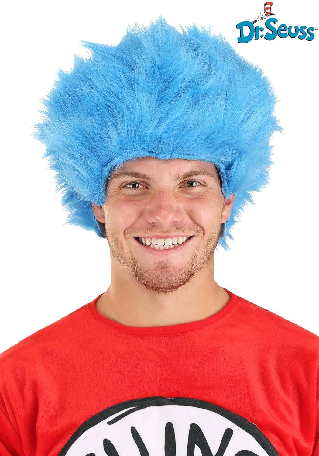 imageelope Dr Seuss Thing 1 ampamp Thing 2 Blue Fuzzy Costume Wig StandardOne Size