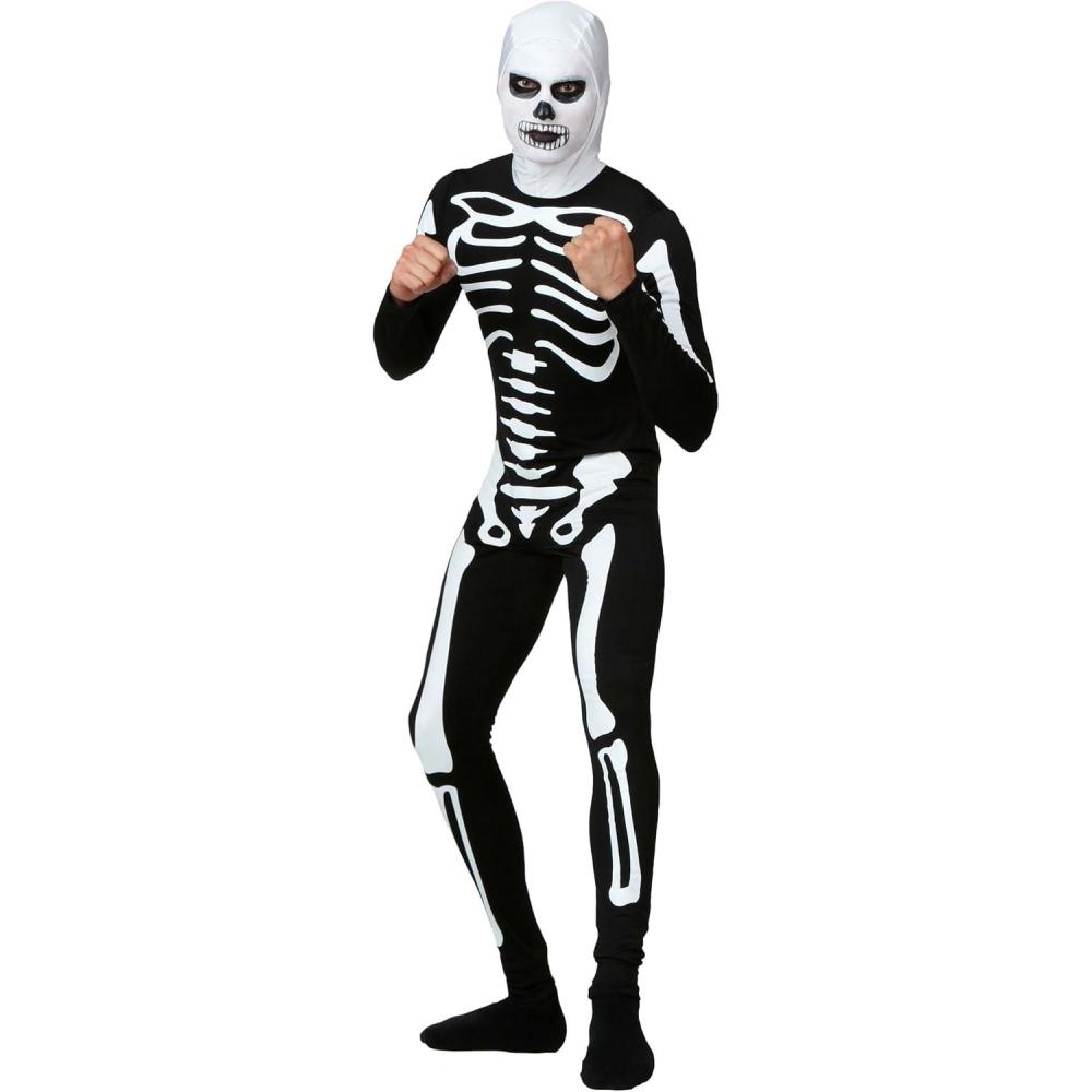 imageAdult Cobra Kai Skeleton Costume  Mens Karate Kid Movie Outfit Jumpsuit MaskBundle W White Gloves