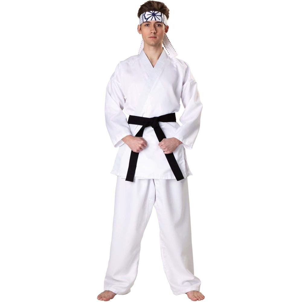 imageAdult Daniel San Costume  Officially Licensed Outfit for Halloween Cosplay  Shirt Pants Belt HeadbandBundle W Wig