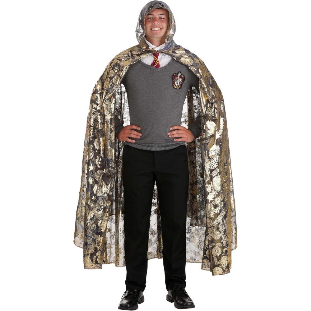 imageAdult Harry Potter Invisibility Cloak Sheer Metallic Design with Front Clasp 54Inch Length Officially Licensed