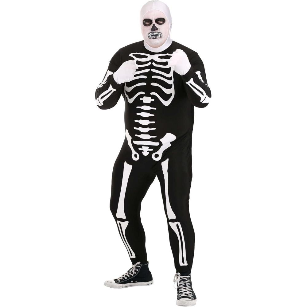 imageAuthentic Plus Size Karate Kid Skeleton Suit  Adult Halloween Costume  Jumpsuit With Hood and Pair of Gloves