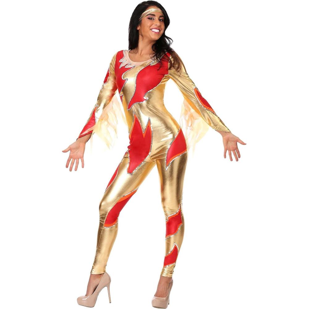 imageBlades of Glory Fire Costume for Women Ice Skating Outfit Figure Skating Jumpsuit for Cosplay ampamp HalloweenBundle W Wig