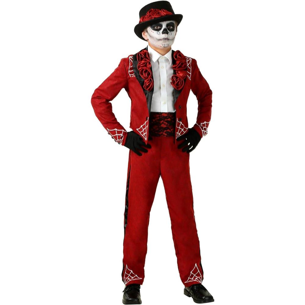 imageBoys Day of the Dead Costume Day of the Dead Suit KidsBundle W Gloves