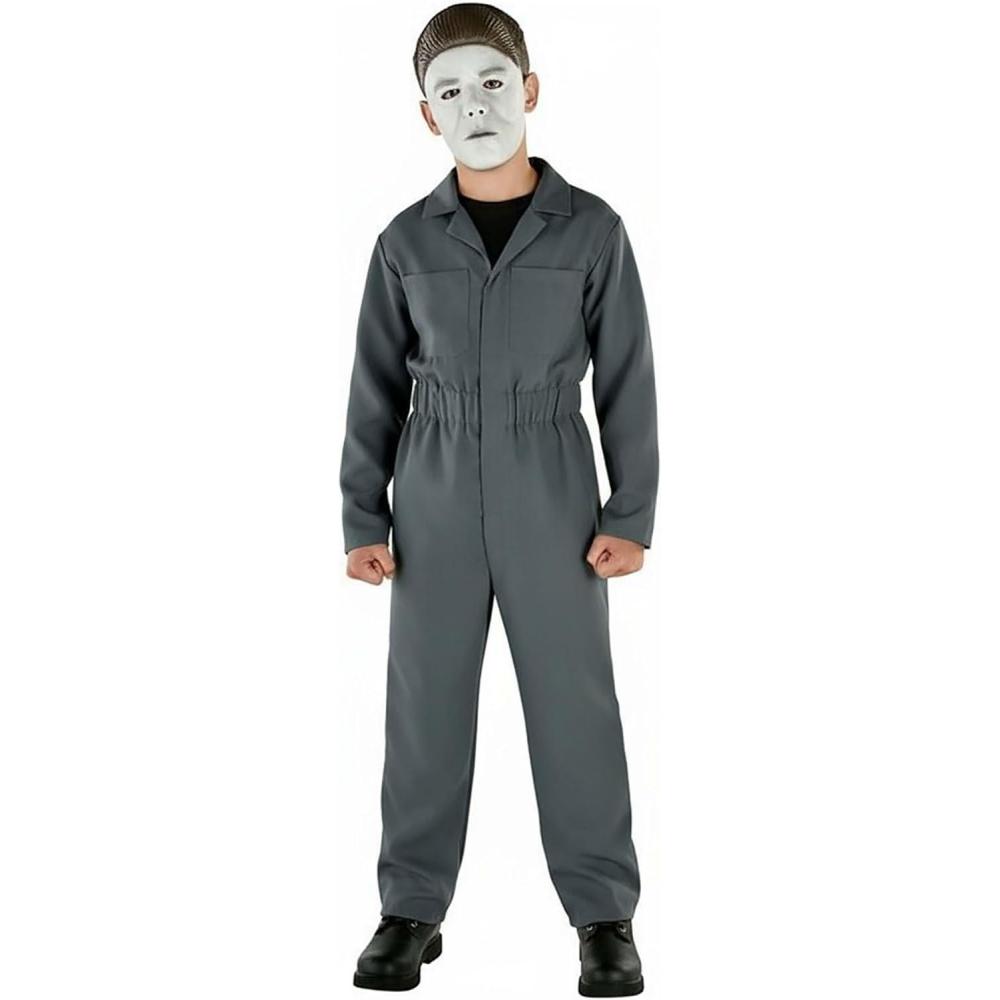 imageBoys Michael Myers Costume Mechanic Jumpsuit Outfit with Mask for Horror Movie Parties or Halloween