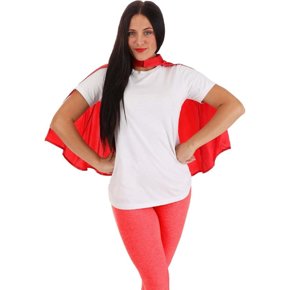 imageDC Comics Wonder Woman Red Superhero Cape for Women with Glitter Embroidered Logo Officially Licensed