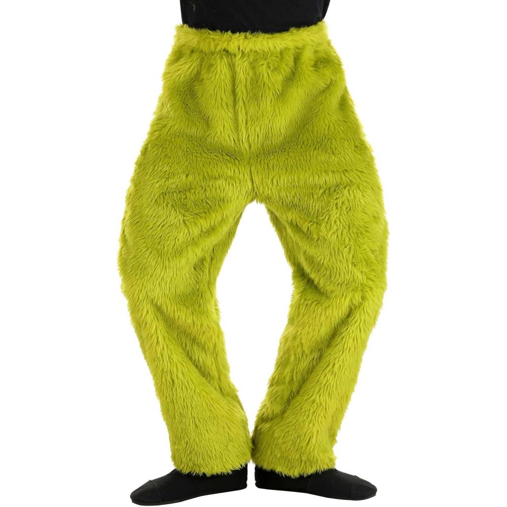imageDr Seuss Grinch Costume Fur Pants for Kids Green Faux Fur Elastic Waistband Officially Licensed