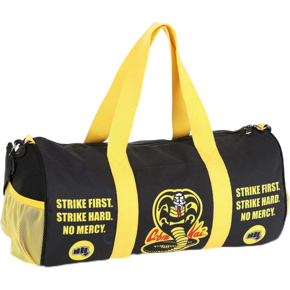 imageFun Costumes Authentic Cobra Kai Strike First Strike Hard No Mercy Duffle Bag Karate Combat Training Gym Handbag