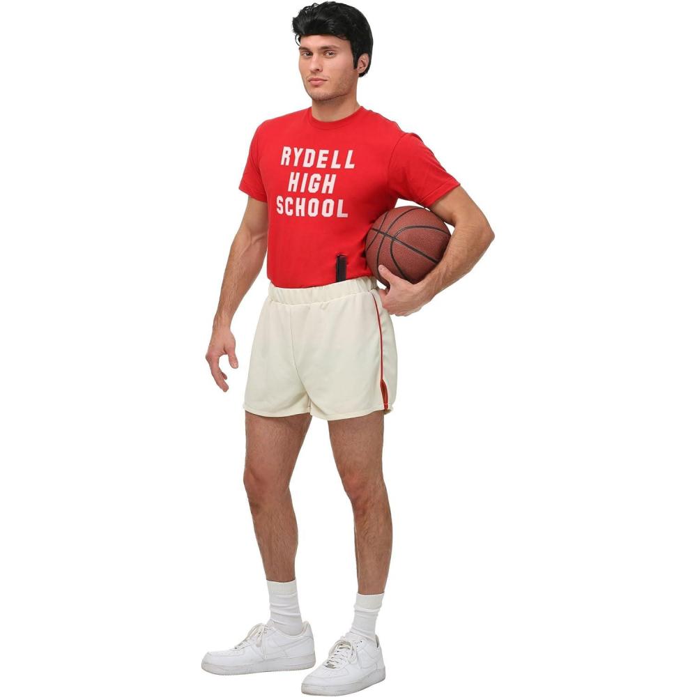 imageFun Costumes Mens Danny Zuko Gym Outfit Grease Costume for Adults  1950s Movie Greaser Character Cosplay Outfit for MenCostume W Wig