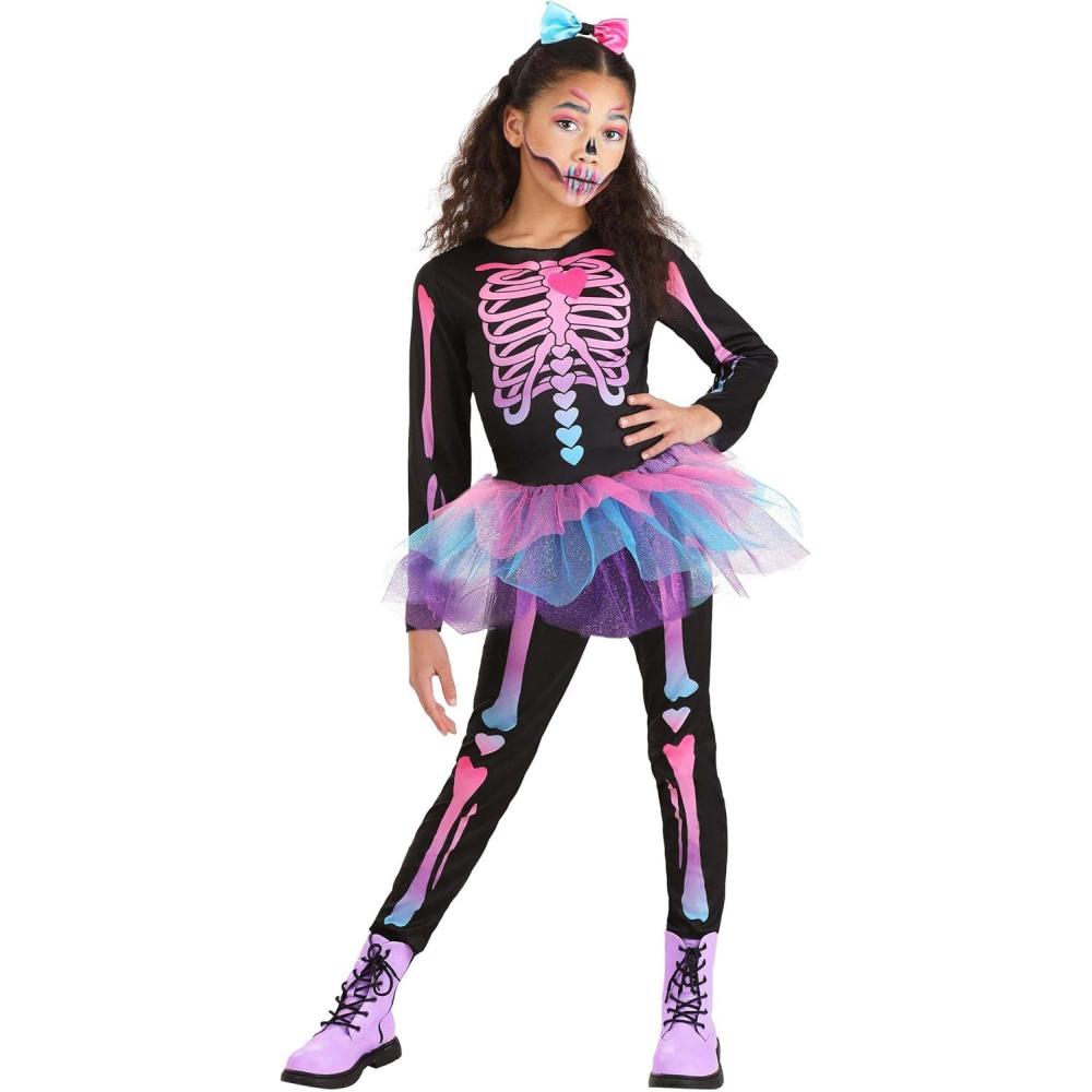 imageGirls Rainbow Skeleton Costume