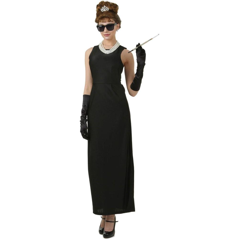 imageHolly Golightly Costume For Women  Breakfast at Tiffanys Black Dress And Gloves Audrey Hepburn Movie Outfit