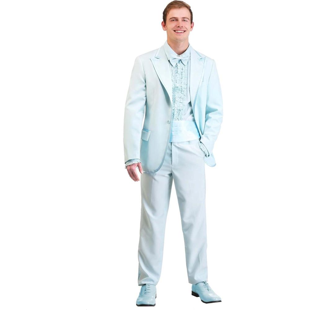 imageMens Blue Tuxedo Costume  Adult Powder Blue Tuxedo Halloween Outfit  Shirt Pants Jacket Cummerbund Bow Tie