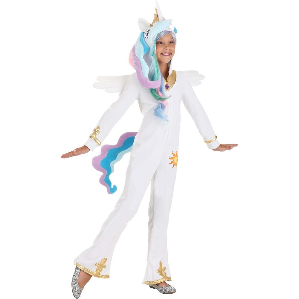 imageMy Little Pony Princess Celestia Costume  Hooded Jumpsuit Necklace Magic Theme Dress ampamp Accessory