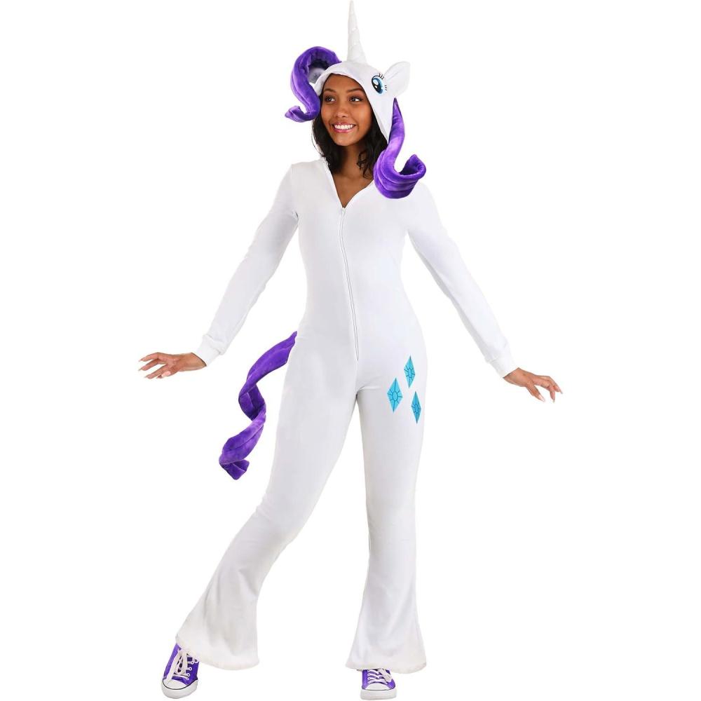 imageMy Little Pony Rarity Costume for Adults  Hooded Jumpsuit with Stuffed Tail and Mane
