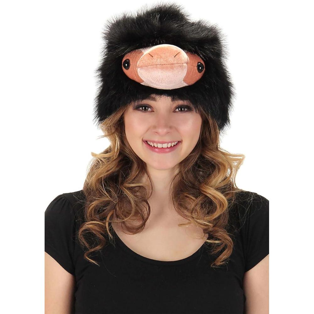 imageNiffler Plush Hat for Adults Faux Fur with Stuffed Snout and Plastic Eyes One Size Fits Most