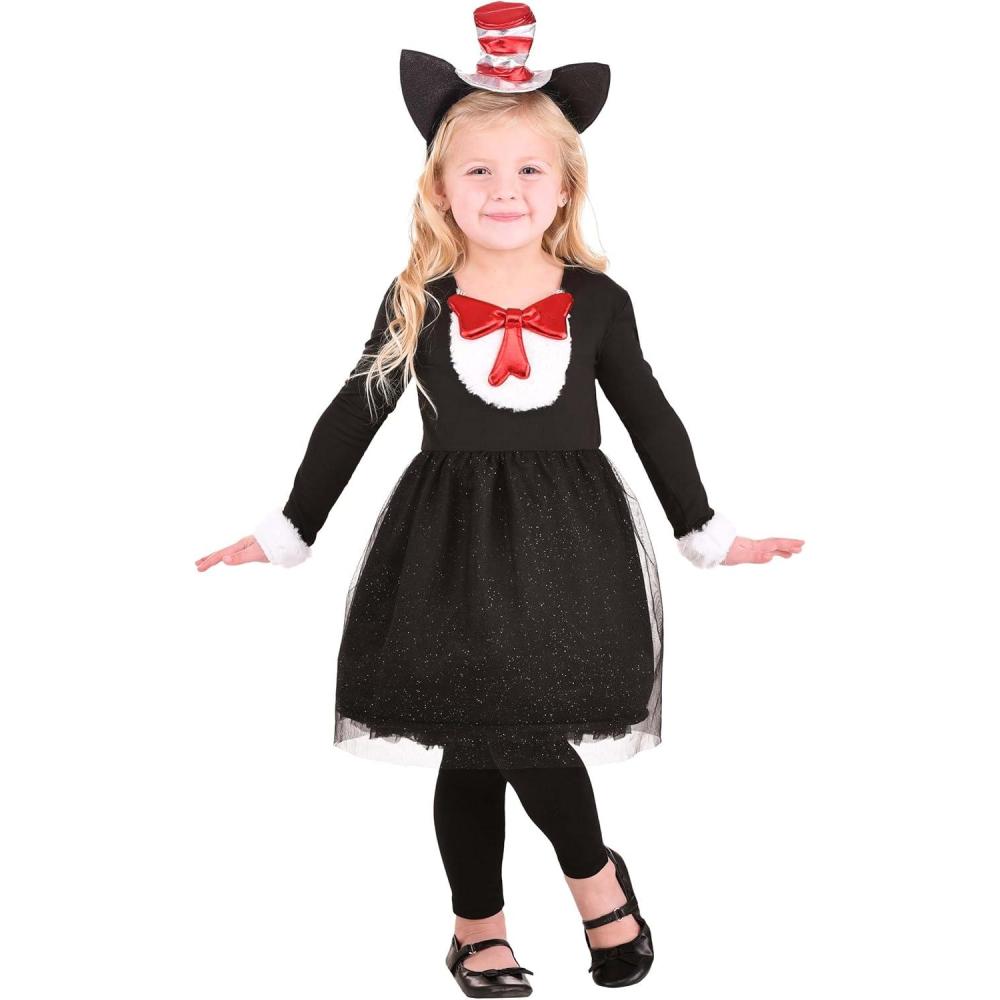 imageOfficially Licensed Cat in the Hat Toddler Dress Costume with Headband and Bow Tie  Exclusive Made By Us Design