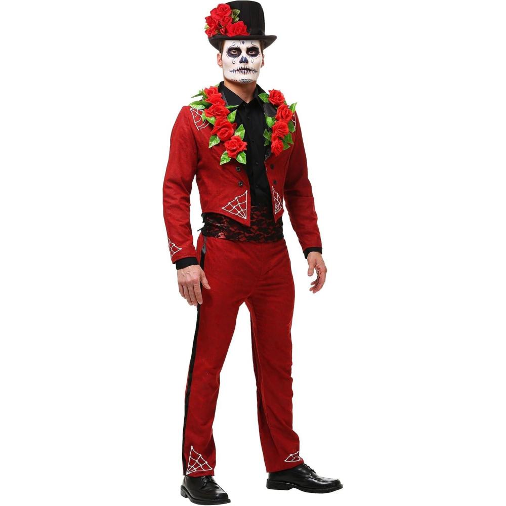 imagePlus Size Day of the Dead Costume Faux Suede Day of the Dead Suit