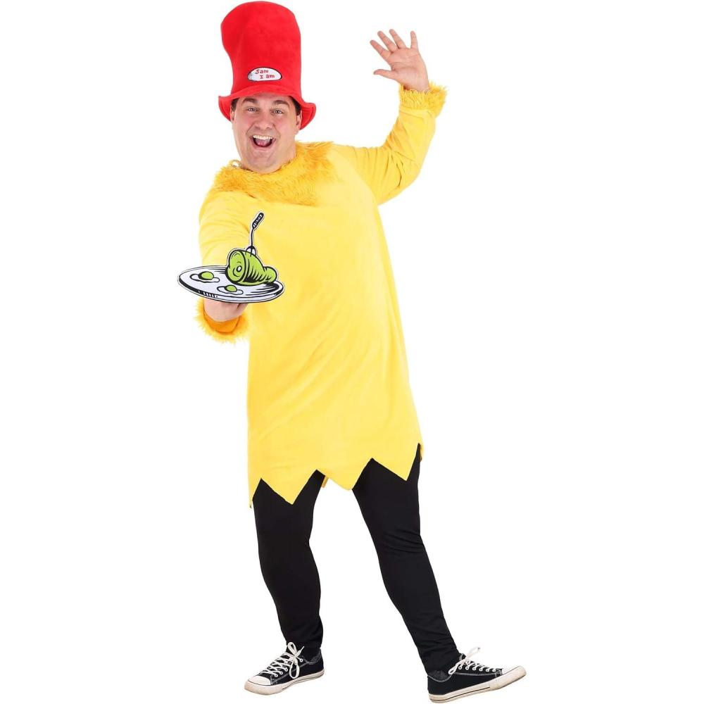 imagePlus Size Sam I Am Costume  Tunic Hat and Felt Tray Faux Fur Details Officially Licensed