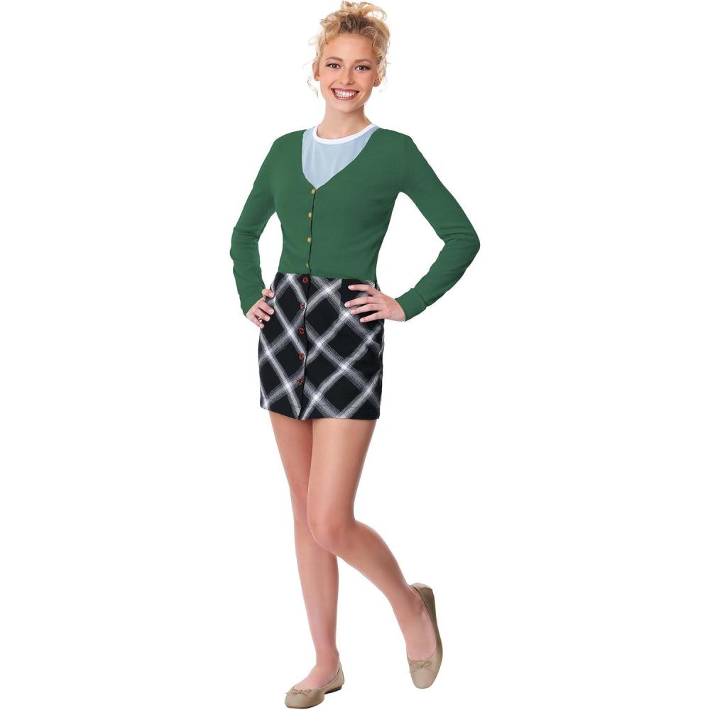 imageTai From Clueless Costume For Woman90s Movie Tai Fraiser Outfit With Plaid Pencil Miniskirt Vneck Cardigan And Tank Top