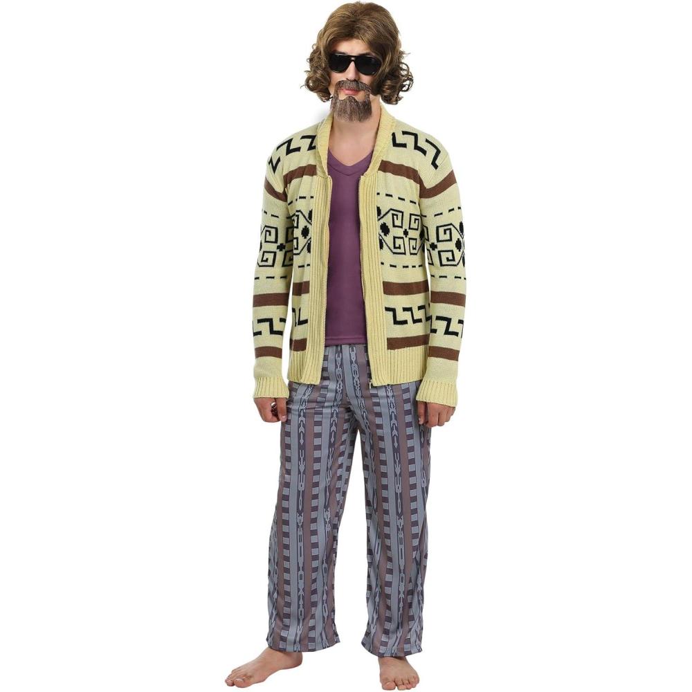 imageThe Big Lebowski Costume the Dude Mens Complete Set Includes Sweater Pants Shirt Officially Licensed ComfortableBundle W Wig  Beard