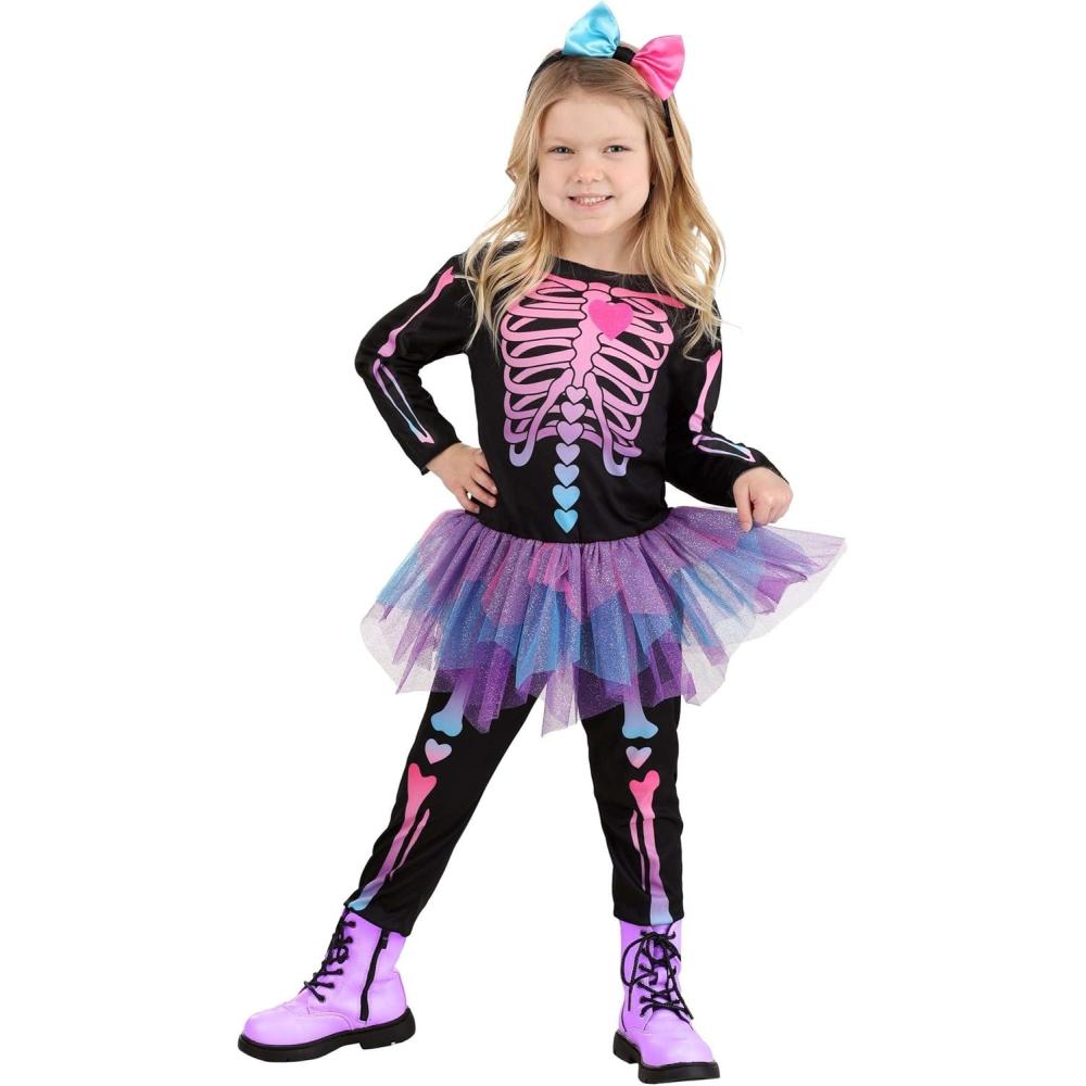 imageToddler Sweet Skeleton Costume  LongSleeved Shirt Pants ampamp Headband Outfit