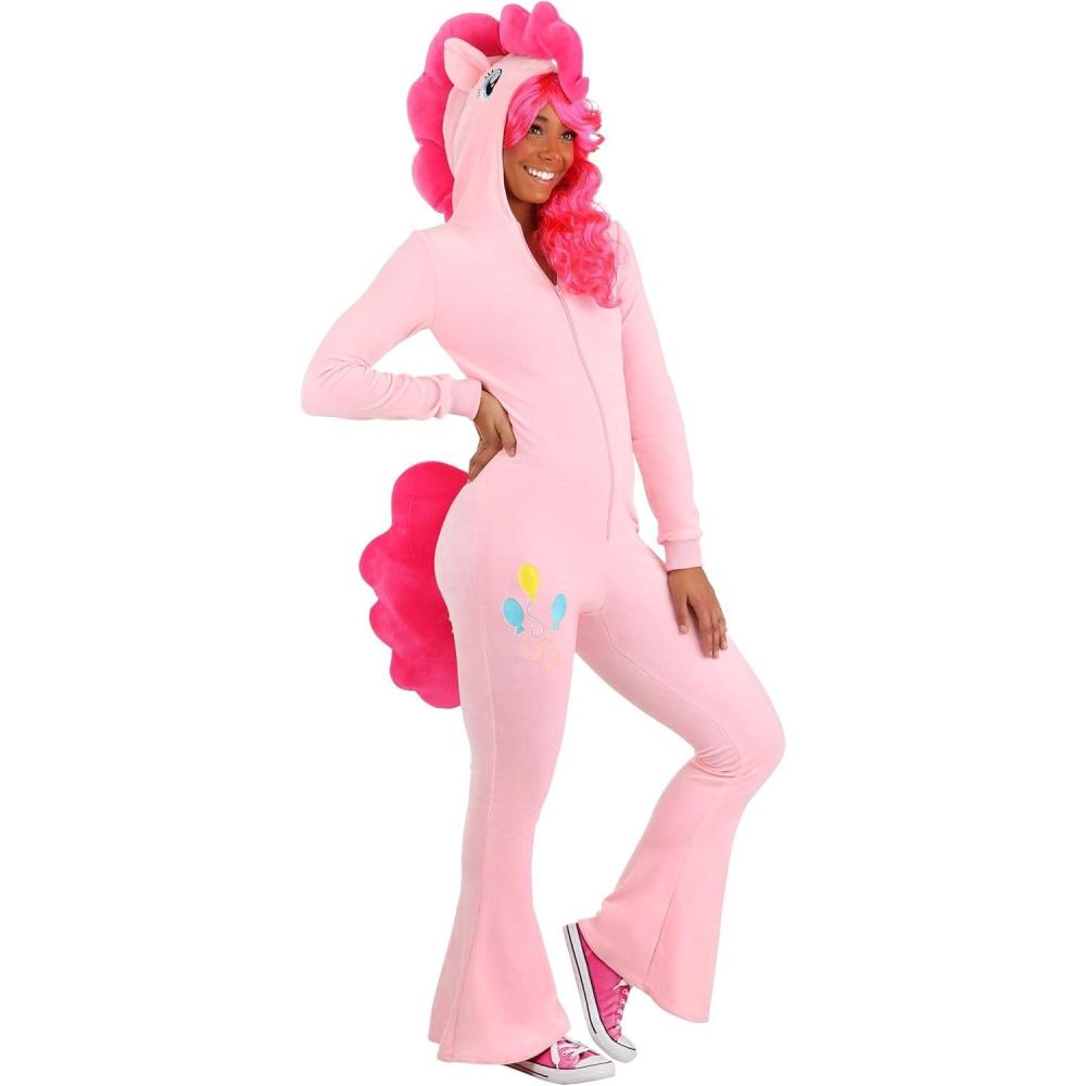 imageTransform into Pinkie Pie with our Vibrant Adult Costume Jumpsuit My Little Pony Outfit for Halloween