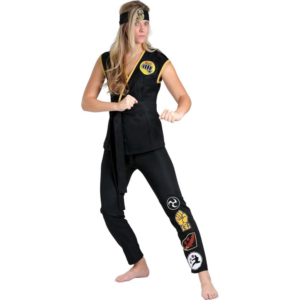 imageWomens Cobra Kai Costume Official Karate Kid Outfit for Women Dojo Gi Halloween Costume Martial Arts Attire