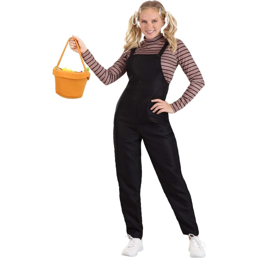 imageWomens ET Gertie Costume  Striped Shirt Overalls ampamp Treat Bag Officially Licensed