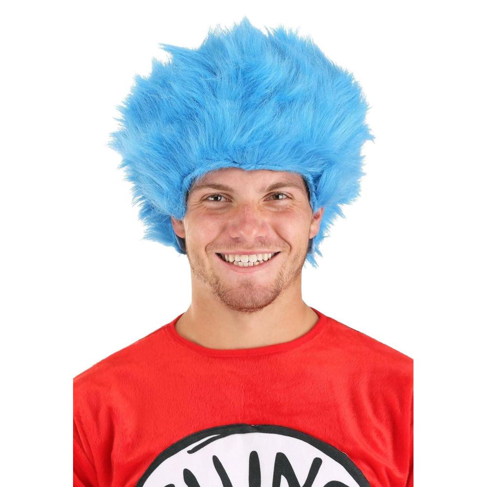imageelope Dr Seuss Thing 1 ampamp Thing 2 Blue Fuzzy Costume Wig StandardOne Size