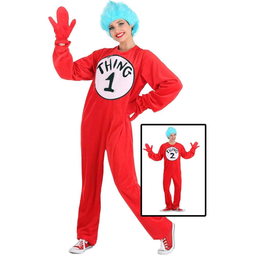 imageelope Dr Seuss Thing 1 ampamp Thing 2 Deluxe Costume Adult MediumXSmall