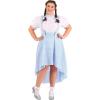 imageWomens Plus Size Kansas Girl High Low Costume  Blouse with Velvet Collar Plaid Gingham Skirt Button Straps