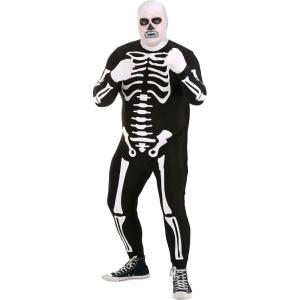 Authentic Plus Size Karate Kid Skeleton Suit | Adult Halloween Costume | Jumpsuit With Hood and Pair of Gloves