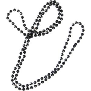 Classic Black Bead Necklace | 60-Inch Beaded Glam Flapper Jewelry Plastic Mardi Gra Accessory