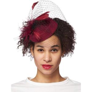 Deep Burgundy Veiled Fascinator Standard