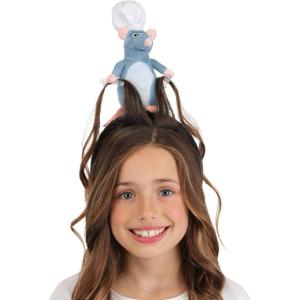 Disney Pixar Ratatouille Remy Costume Headband | Mouse with Chef Hat and Hair Clips for Halloween Dress Up