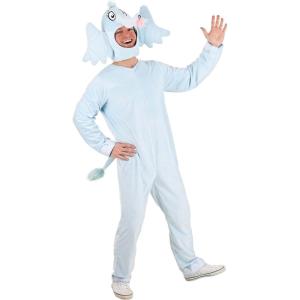 Dr. Seuss Horton Adult Costume – Velour Jumpsuit with Headpiece, Sewn-On Tail, Officially Licensed