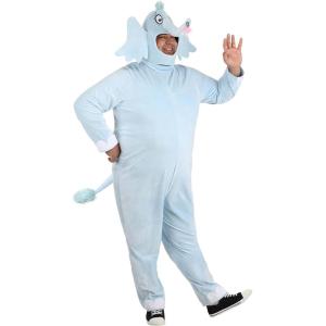 Dr. Seuss Horton Hears a Who Plus Size Costume Adult Velour Jumpsuit with Headpiece Officially Licensed