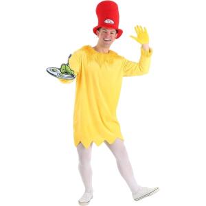 Dr. Seuss Sam I Am Adult Costume – Officially Licensed with Velour Tunic, Adjustable Hat, Faux Fur Collar, Felt Tray