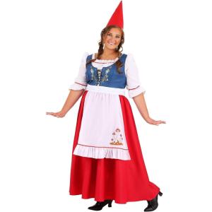 Enchanting Plus Size Women’s Deluxe Garden Gnome Costume | Classic European Folklore Outfit for Halloween Parties